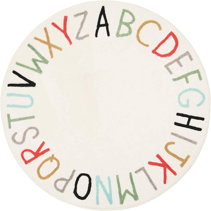 Colorful Round Kids Play Rug, Alphabet Nursery Area Rug, Extra Large Mat