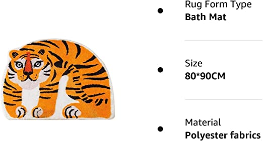 Feblilac Cute Soft Tiger Shaped Animals Tufted Bath Mat