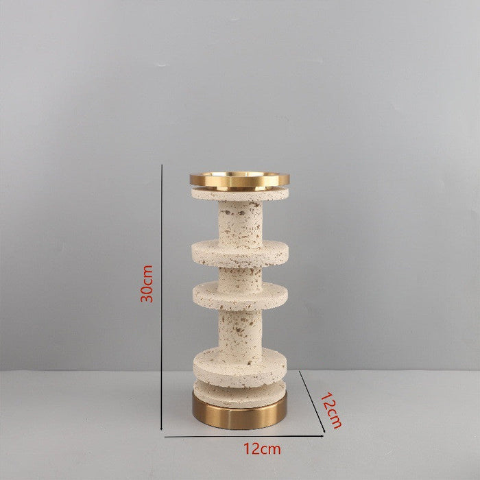 Creative Resin Cave Stone Metal Bamboo Candlestick Ornaments