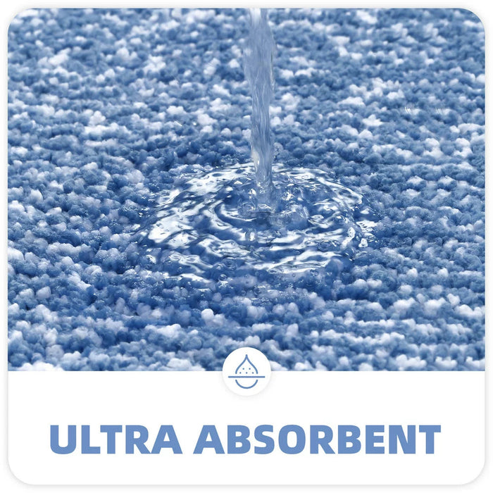 Bathroom Rug, Soft Absorbent Bathroom Mat and Bath Mat, Premium Microfiber Shag Bath Rug Machine Washable (15.7"X24",Blue and White)