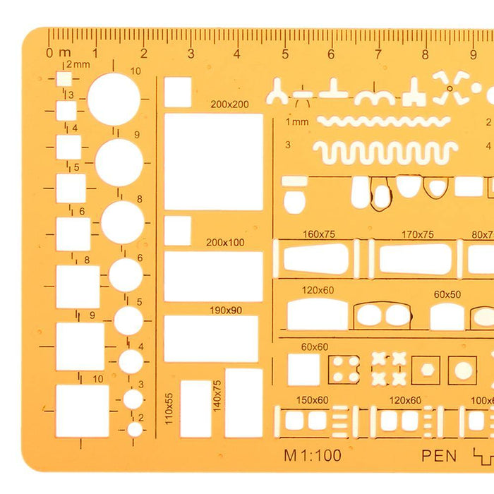 1:100 1:200 Double Scale Combo Architecture Building Formwork Drawing Template KT Soft Ruler Stencil