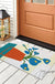 Feblilac Orange Vase and Blue Flowers PVC Coil Door Mat