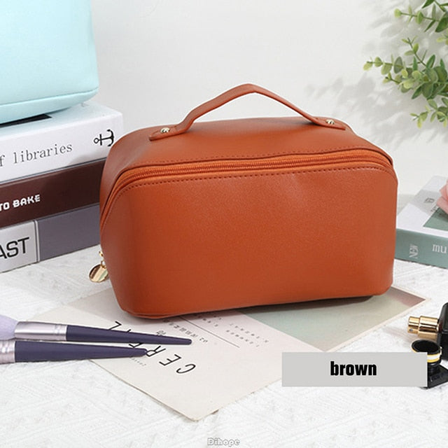 Large-Capacity Leather Cosmetic Bag - Okeihouse