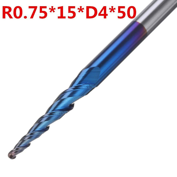 Drillpro NACO-blue 2 Flutes Ball Nose End Mill R0.25/ R0.5/ R0.75/ R1.0 *15*D4*50 Milling Cutter