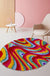 Feblilac Red Yellow Abstract Dizzy Area Rug, Wave Style Mat for Bedroom Bathroom