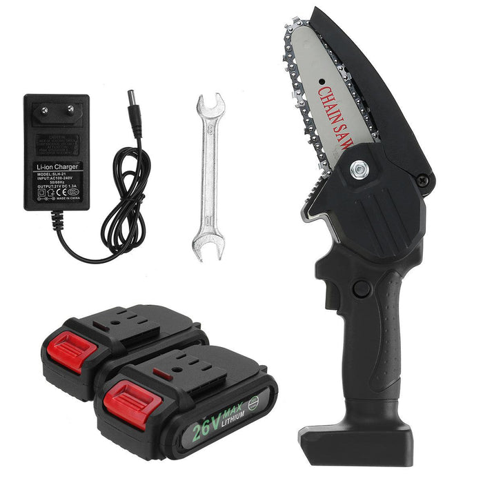 26V 4Inch Rechargeable Portable Chain Saw Woodworking Electric Saws W/ 1 or 2pcs Battery