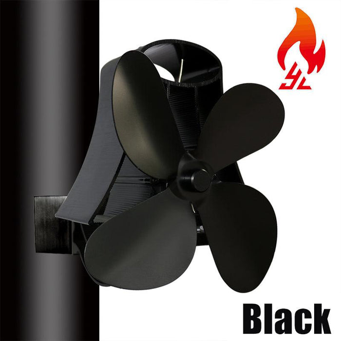 4 Blades Silent Wall Mounted Heat Powered Stove Fan Wood Burner Fireplace EcoFan