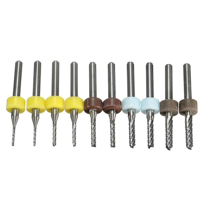 10pcs 1/1.5/2/2.5/3mm Carbide End Mill Cutter PCB Drill Bit