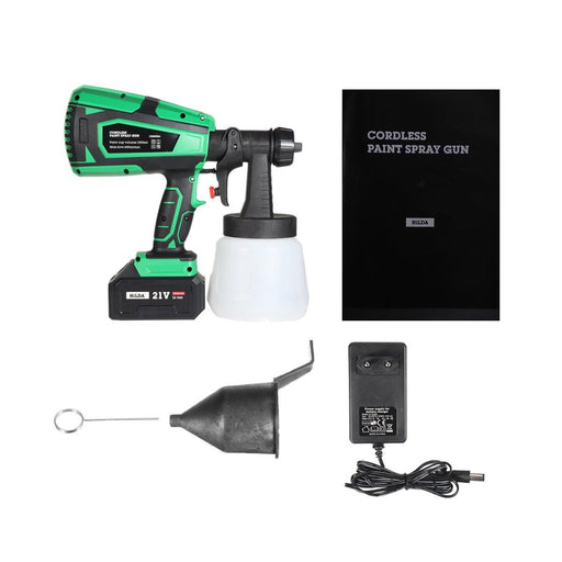 1000ml 800W Cordless Rechargeable Electric Paint Sprayer High Pressure Spray Guns W/ Battery (Green)