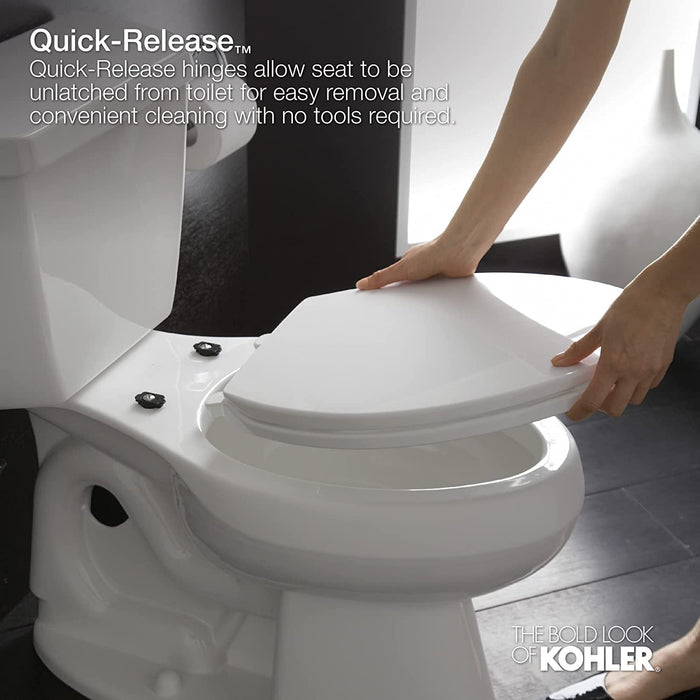 K-4636-7 Cachet Elongated, Grip-Tight Bumpers, Quiet-Close Release Hinges, Quick-Attach Hardware, No Slam Toilet Seat, Black