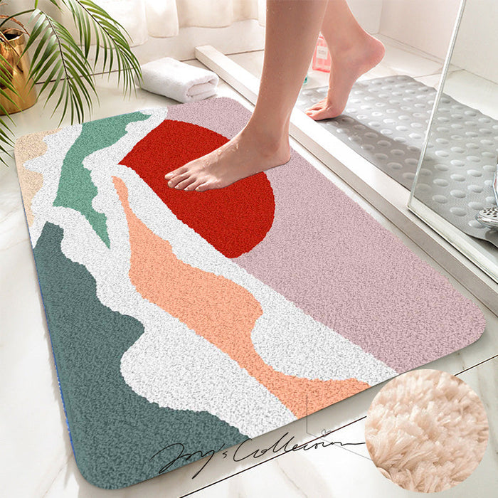 Feblilac Snow Mountain and Red Sun Tufted Bath Mat