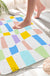 Feblilac Colorful Distorted Square Geometric Tufted Bath Mat