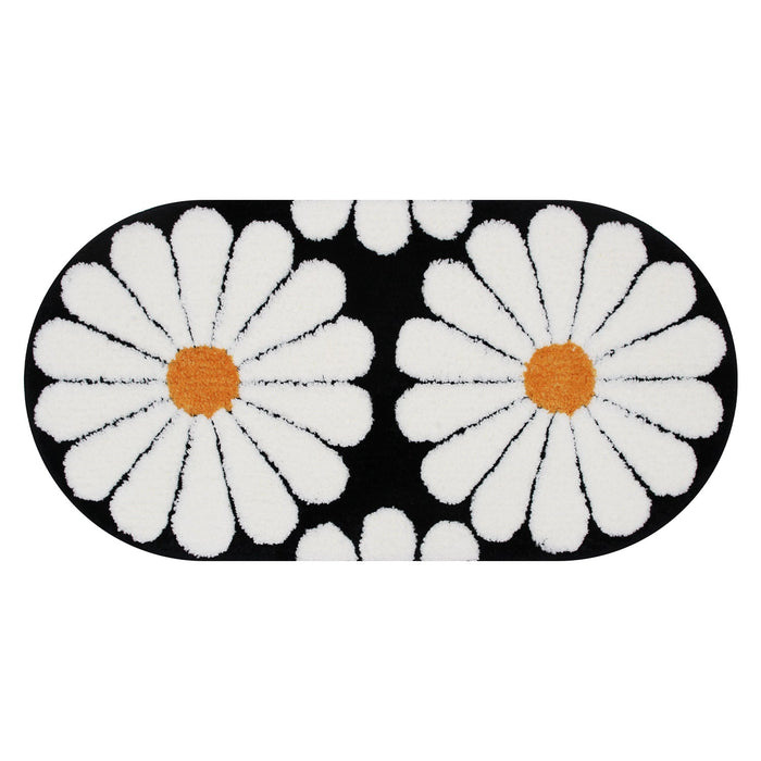 Feblilac Oval Colorful Daisy Tufted Bath Mat