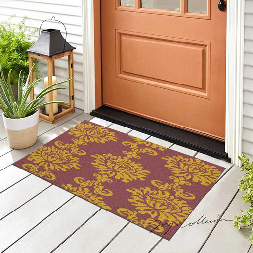 Feblilac Baroque Style One Big Flower PVC Coil Door Mat