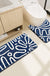 Feblilac Blue and White Abstract Lined Tufted Bathroom Mat Toilet U-Shaped Floor Mat