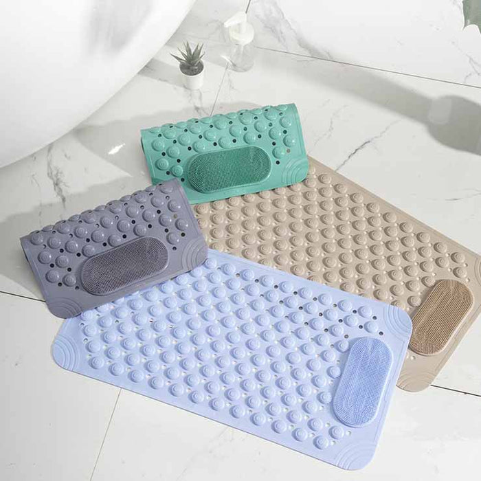 Rubber Blue/Grey/Khaki/Green Drain Holes and Suction Cups Tub Rug, Anti Slip Massage Bathtub Mats