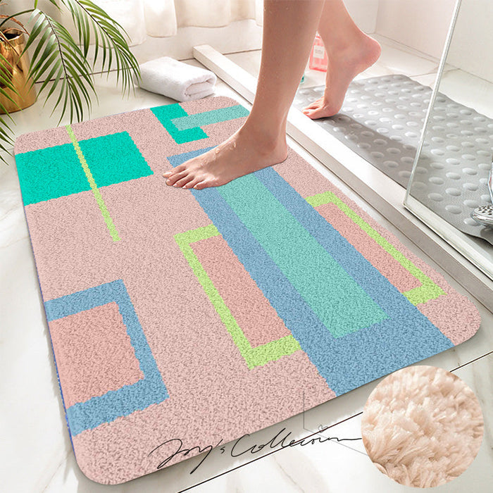 Feblilac Geometric Big Squares Geometric Tufted Bath Mat