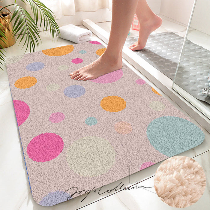 Feblilac Pink Polka Dots Geometric Tufted Bath Mat