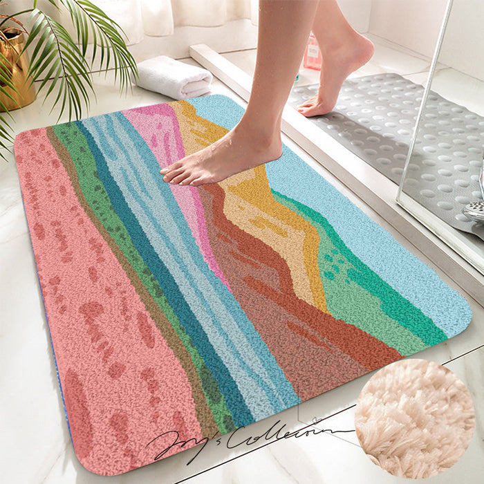 Feblilac Pink Mountains Tufted Bath Mat