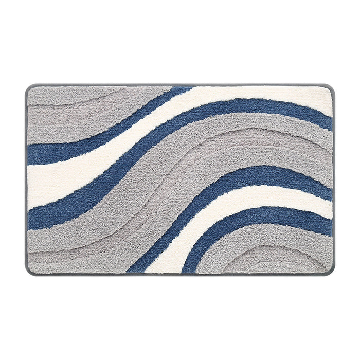 Feblilac  Grey White Wave Bath Mat