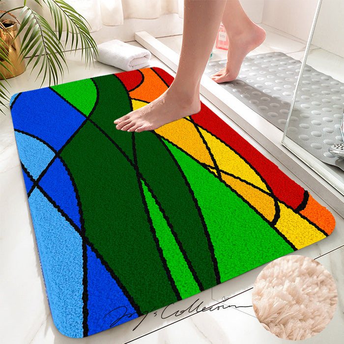 Feblilac Colorful Abstract Mountain Geometric Tufted Bath Mat