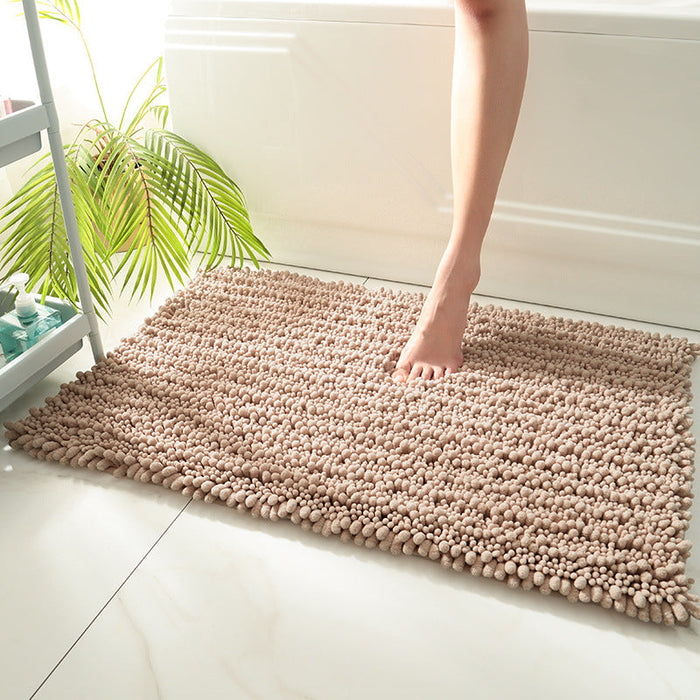 Feblilac Solid Large Particles Plush Chenille Bath Mat