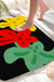 Feblilac Red Yellow and Green Three Flowers Tufted Bathmat