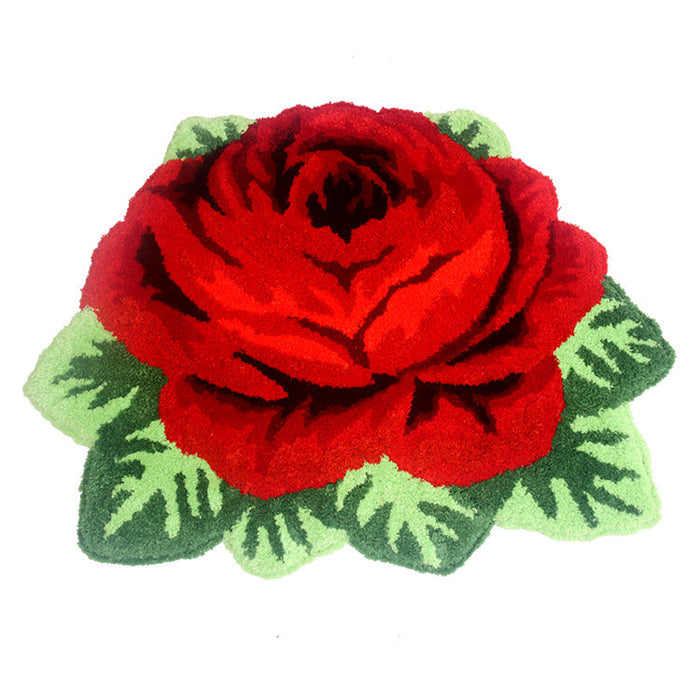 Feblilac Red Rose Tufted Bathmat