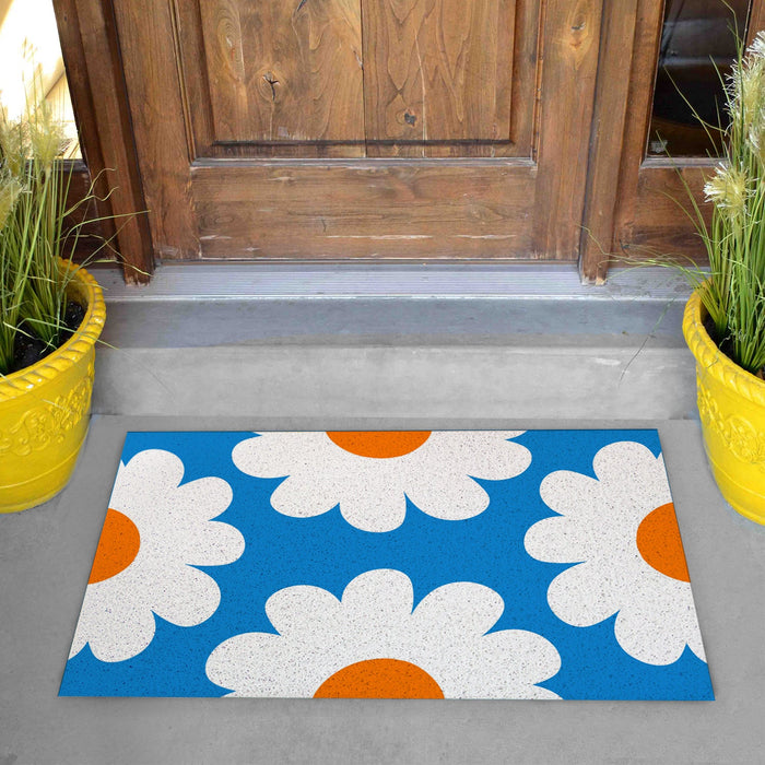 Blue Daisy Door Mat