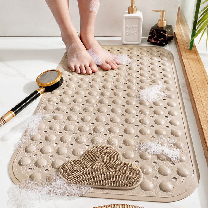 TPE Blue/Grey/Khaki/White Drain Holes and Suction Cups Tub Rug, Anti Slip Massage Bathtub Mats