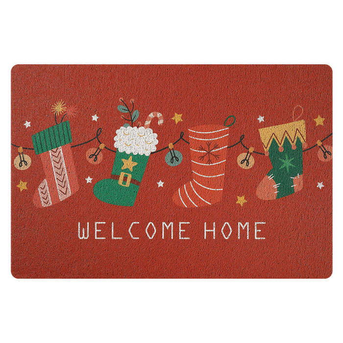 Feblilac Cute Christmas Door Mat Front Door Entrance Rug