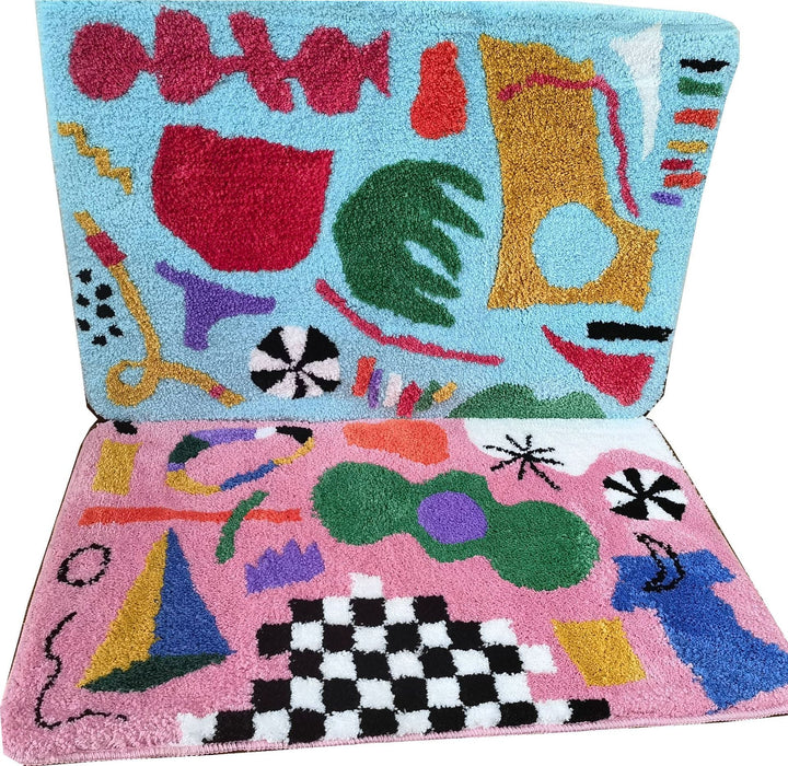 Feblilac Cute Abstract Childlike Pattern Tufted Bath Mat