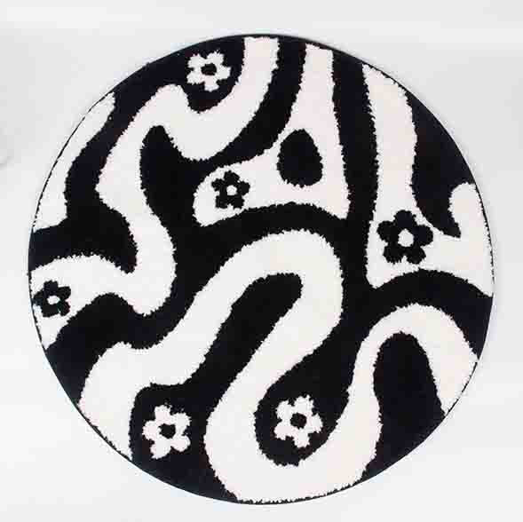 Feblilac Round Dizzy Flower Bath Area Mat 31"x31", 80cmx80cm