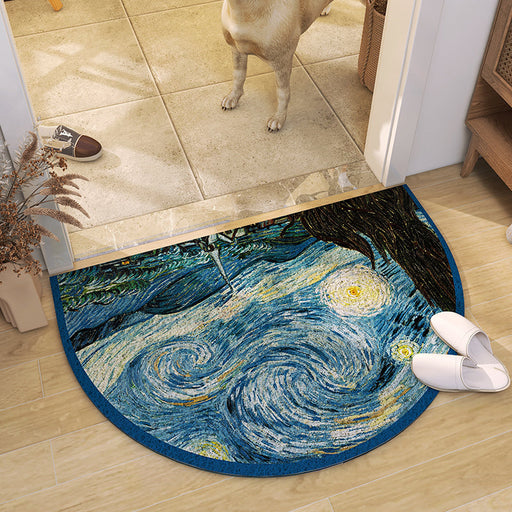 Feblilac Blue Oil Painting Starry Sky PVC Coil Door Mat