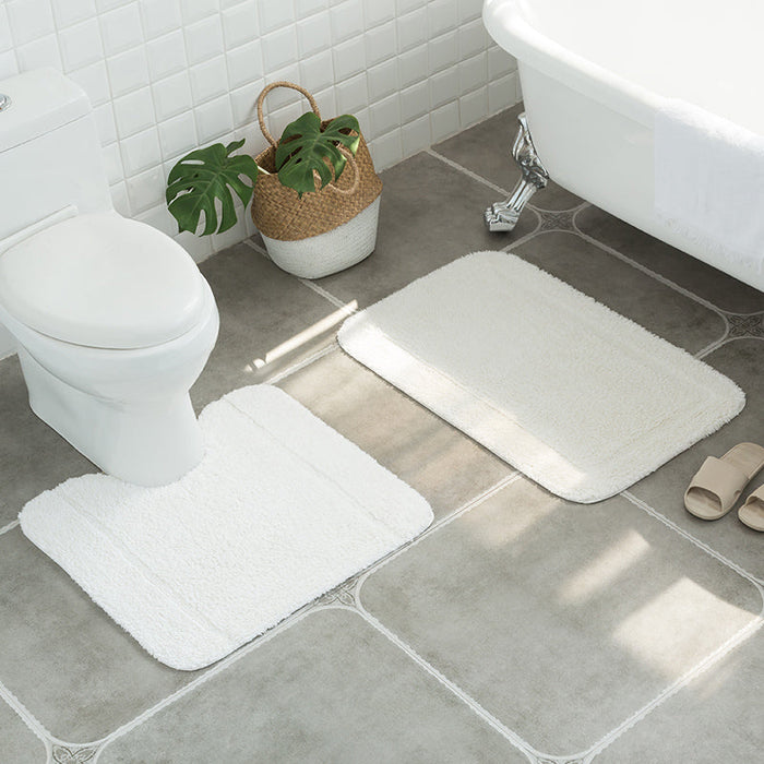 Feblilac Square Solid Tufted Bathroom Mat Toilet U-Shaped Floor Mat