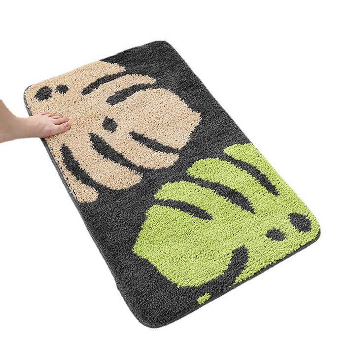 Feblilac Colorful Banana Leaves Tufted Bath Mat