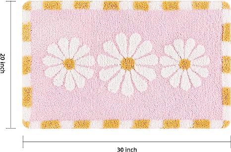 Feblilac Boho Cute Daisy Flower Tufted Bath Mat