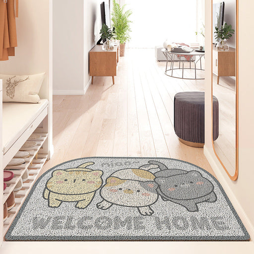 Feblilac Cute Big Head Cats PVC Coil Door Mat