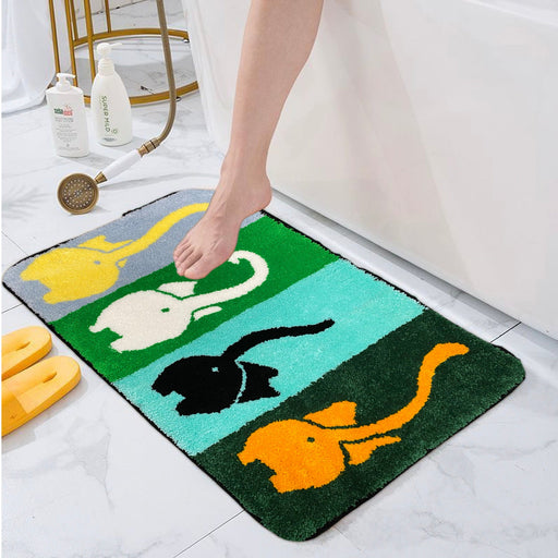 Feblilac Cute Four Color Cats Bathroom Rug Bathmat