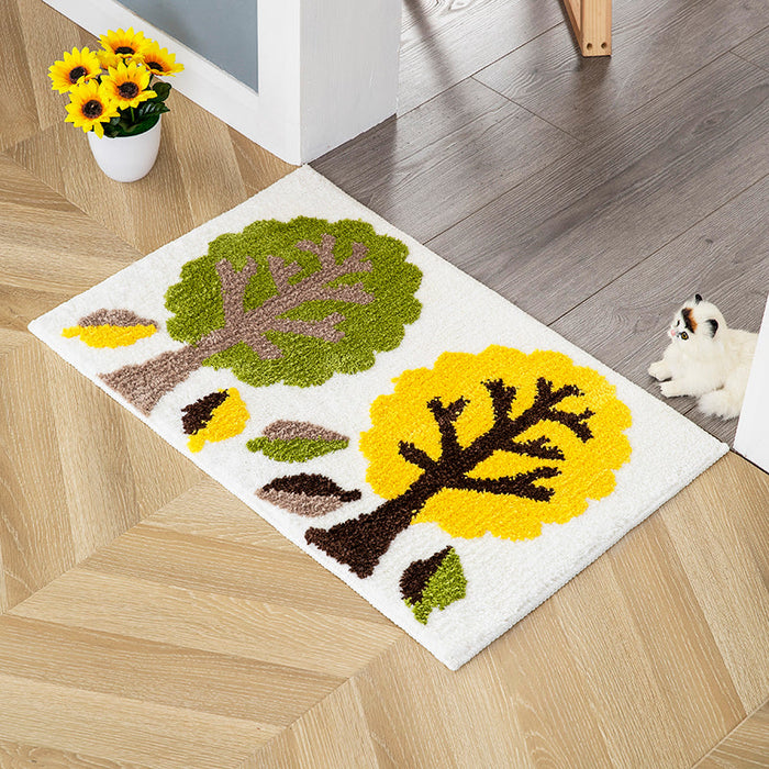 Feblilac Lovely Sunflower and Tree Tufted Bath Mat