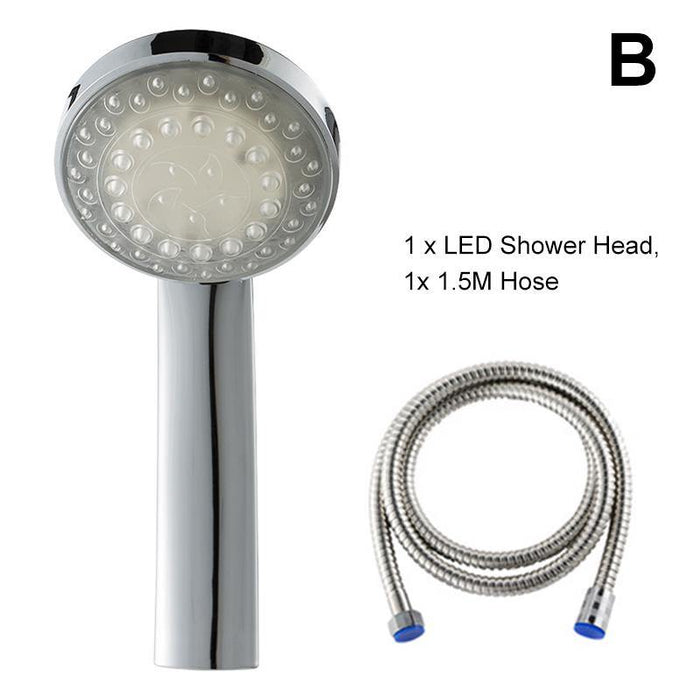 LED Shower Head Handheld Automatic Rainfall Waterfall 7 Colors Changing RGB Lights Shower Head With 1.5M Hose Base