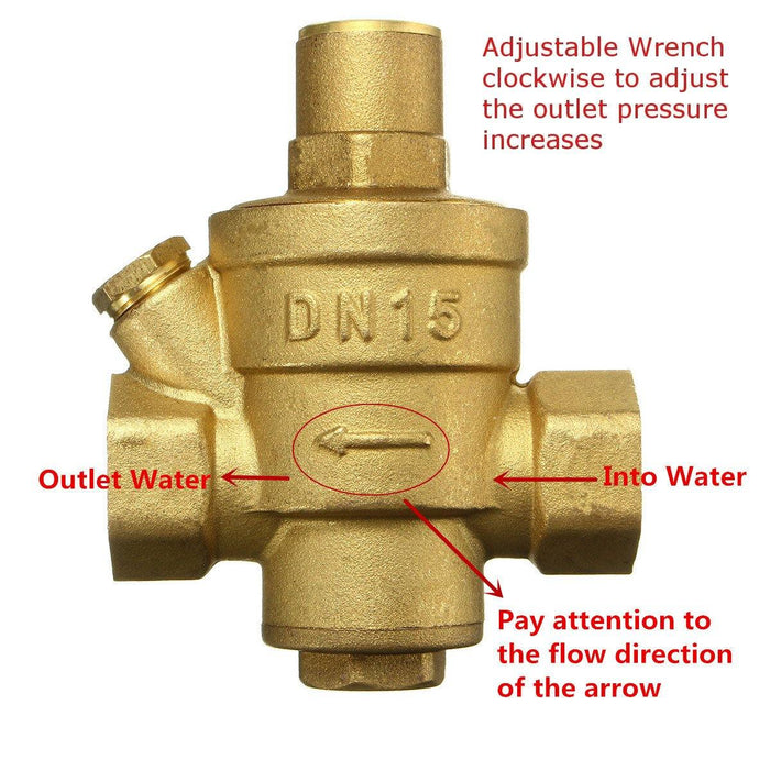 Adjustable DN15 Bspp Brass Water Pressure Reducing Valve with Gauge Flow