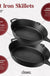 Cast Iron Skillet Set - 10" + 12" Frying Pan + Glass Lids + 2 Handle Cover Grips - Pre-Seasoned Oven Cookware - Indoor/Outdoor Use - Grill, Stovetop, Induction, BBQ, Camping, Fire Use