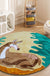 Feblilac Dear Round Area Rug, Cute Animal Mat for Bedroom Bathroom