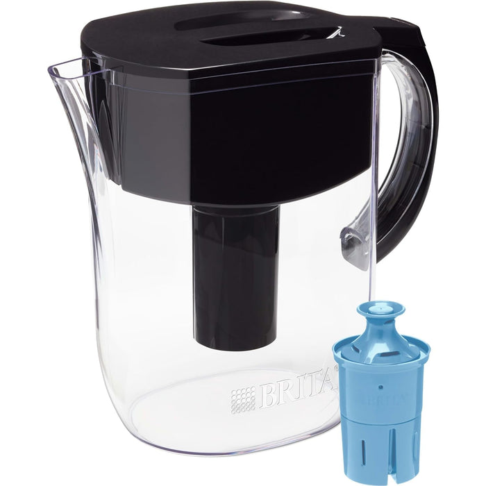 Large Water Filter Pitcher for Tap and Drinking Water with 1 Elite Filter, Reduces 99% of Lead, Lasts 6 Months, 10-Cup Capacity, BPA Free, Black