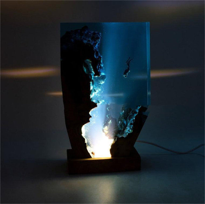 3D Diver Underwater Mysterious Atmosphere Night