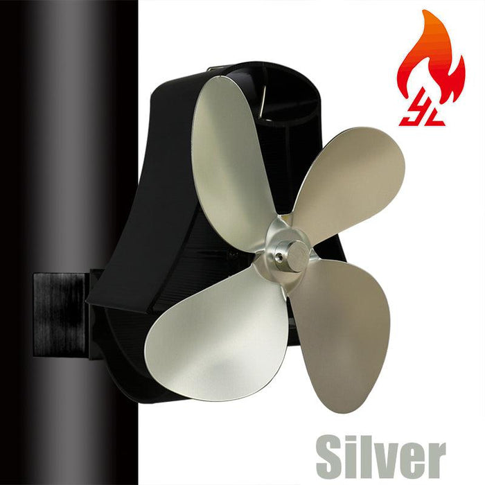 4 Blades Silent Wall Mounted Heat Powered Stove Fan Wood Burner Fireplace EcoFan