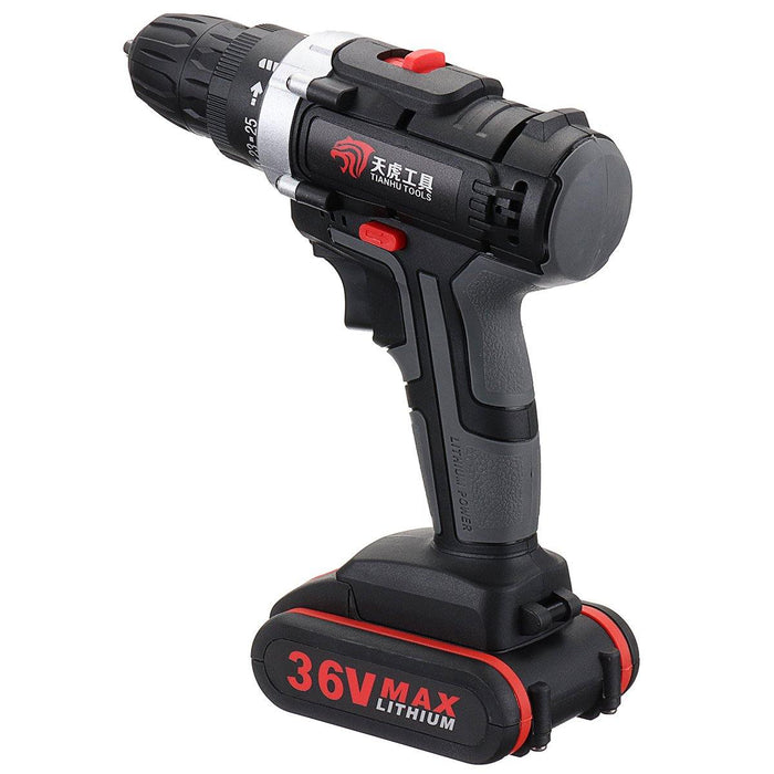 36V Electric Cordless Drill 28NM Brushless Screwdriver With LED Rechargeable Battery (Two Batteries)