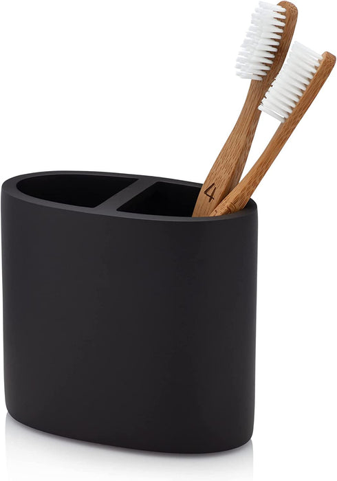 Matte Black Toothbrush Holder for Vanity Countertops, Small Toothbrush Holder - Matte Black Collection