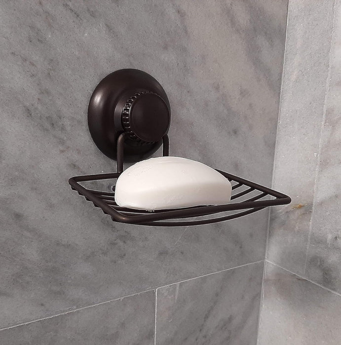 Soap Dish Suction Mounting Bath Soap Bar Holder for Bathroom, Metal Bath Shower Bathtub Wall Tile or Kitchen Sink Soap or Sponge Dishes - Bronze
